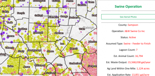 interactive map with livestock operations in NC