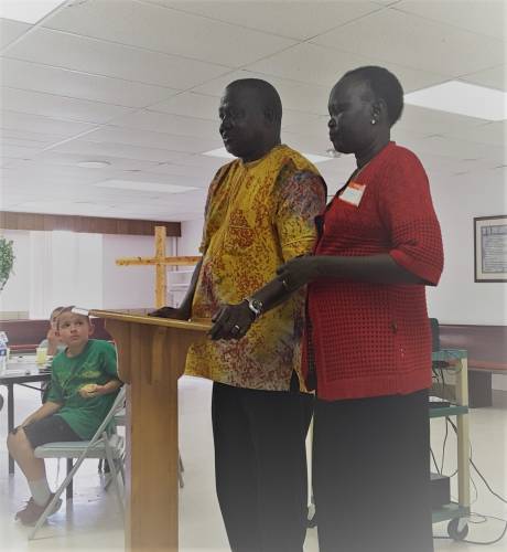 Daniel Kech Puoc and his wife, Achol Majok Kur, of the South Sudan Presbyterian Evangelical Church visited Calvin Presbyterian Church in Elwood City, Pennsylvania, to share testimonies of faithful Christians in the world’s youngest country—a country many believe is on the brink of genocide.