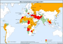 Map showing landmine usage
