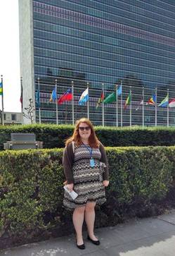 Catherine Warren outside UN Secretariat