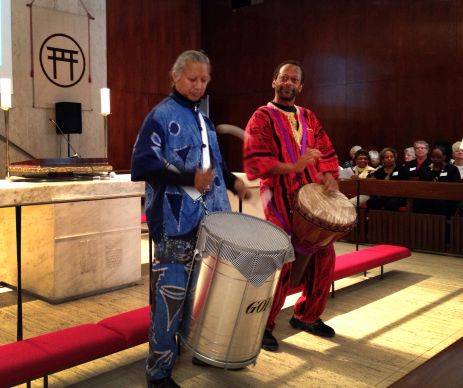 Victor See Yen and Ron McBee of Heritage O.P. drumming for peace. 