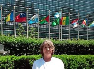 Gail Carol Nelson outside UN