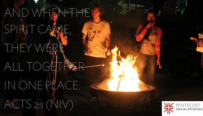 And when the spirit came, they were all together - Acts 2:1 (NIV) - bonfire