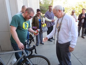 blessing a bike with spray silicone!