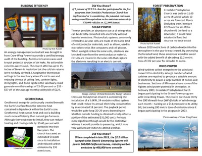 Crosslake Presbyterain Church energy projects geothermal and wind power units