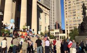 group shot of climate rally on metro hall steps louisville oct 2015