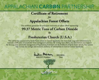 certificate of retirement for carbon offset