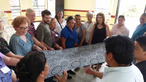 Community leaders in Nueva Santa Rosa share activity with Peaks-James Presbytery visitors to remind us all of the importance of working together to achieve our goals